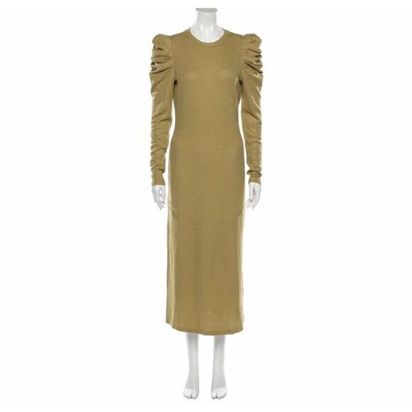 Walter Baker Women Modest long sleeve Dark Yellow Midi Sweater Dress Sz. Med NWT - Picture 2 of 7
